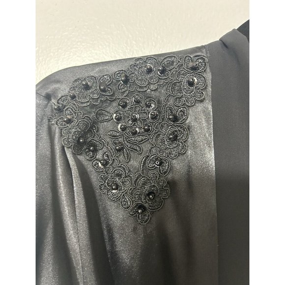 Linea Donatella Short Satin Wrap Robe Black S/M - Picture 5 of 5